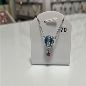 Elegant Blue and Pink Hot Air Balloon Necklace